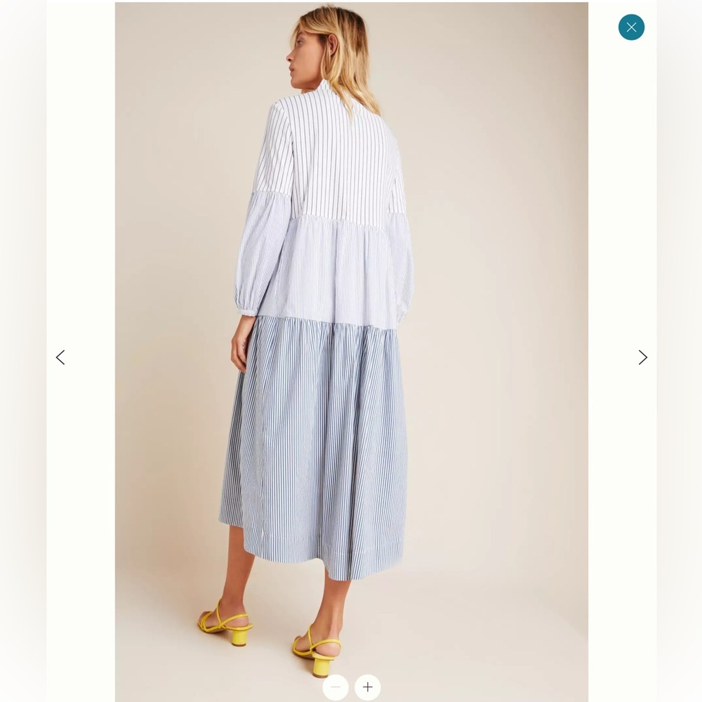 Maeve Anthropologie Bonnie Stripe Tiered Midi Blue Dress size XS - Picture 12 of 13